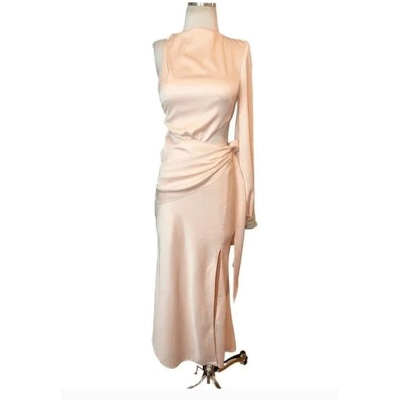 NWT Misha Collection x Revolve Maryan Dress in Pink Rose Cloud Cut Out Faux Wrap - Picture 7 of 14